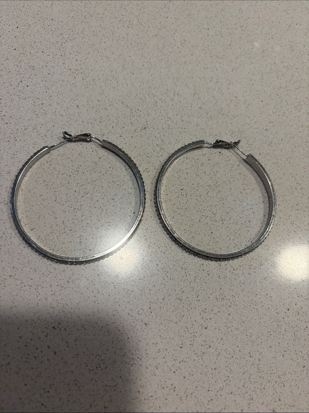 Lane Bryant Shimmer Textured Silver Hoop Earrings
